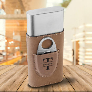 Tan a embouti le support de cigare de cuir de Faux