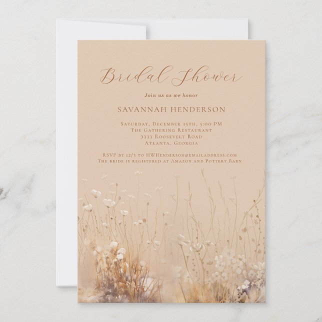 Tan and Cream Neutral Bridal Shower Invitation (Devant)