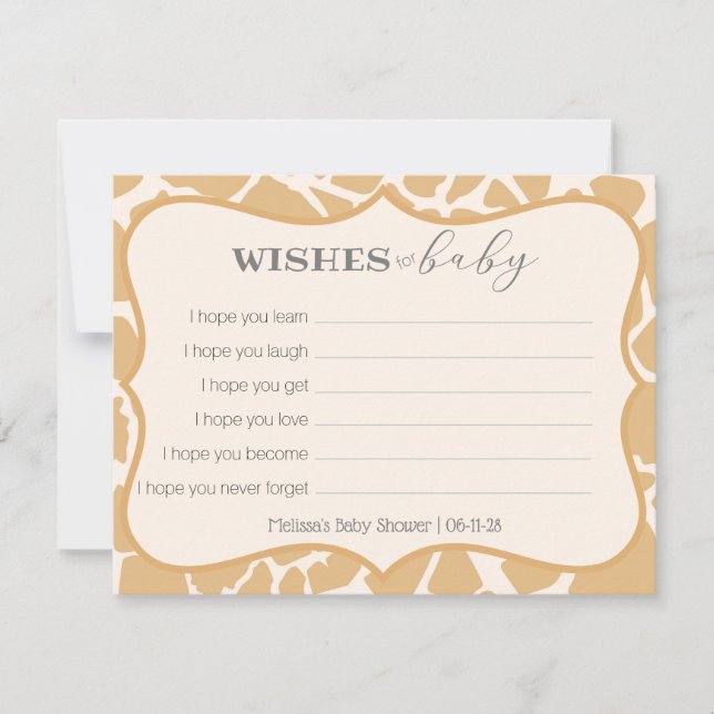 Tan Baby Giraffe Voeux pour bébé (Devant)