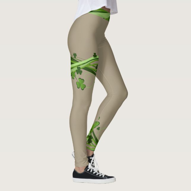 Tan Beige St Patrick's Day Leggings Patrick Pants (Droite)