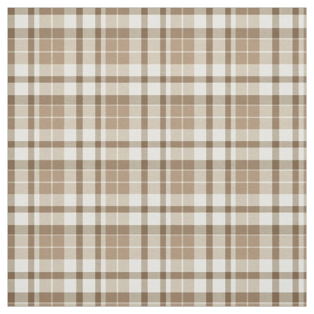 Tan Brown clair et tissu de plaid blanc (Échantillon)