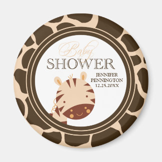 Tan + brun zèbre garçons baby shower aimant