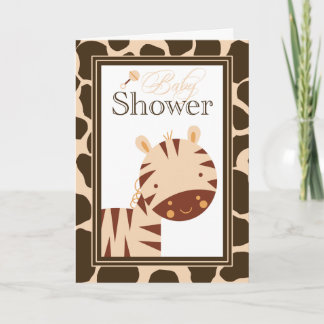 Tan + brun zèbre garçons baby shower invitation
