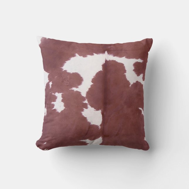 Tan de vache et Motif blanc Imprimer le coussin (Recto)