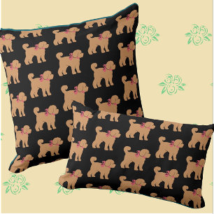 Tan Doodle Chien Black Arrière - plan Coussin