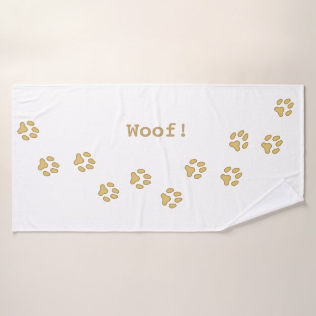 Tan Empreintes de pattes mignon Nom du chien perso (Serviette de bain)