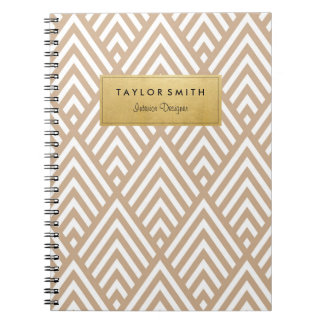 Tan et carnet de motif de Chevron d'or