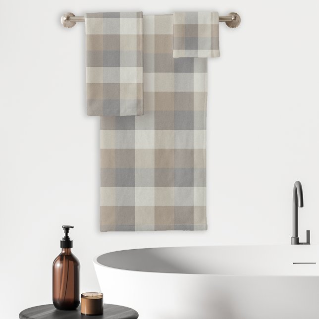 Tan Grey Ivory Neutre Rustique Plaid (Créateur téléchargé)