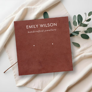 TAN RED LEATHER TEXTURE STUD EARRING CARTE D'AFFIC