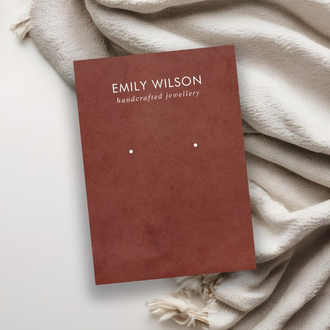 TAN RED LEATHER TEXTURE STUD EARRING CARTE D'AFFIC (Créateur téléchargé)