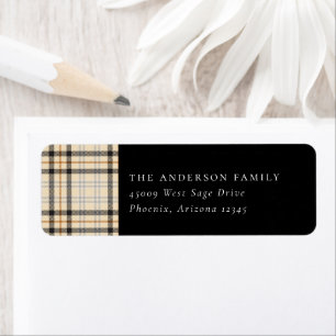 Tan Tartan Plaid Étiquette de adresse Motif