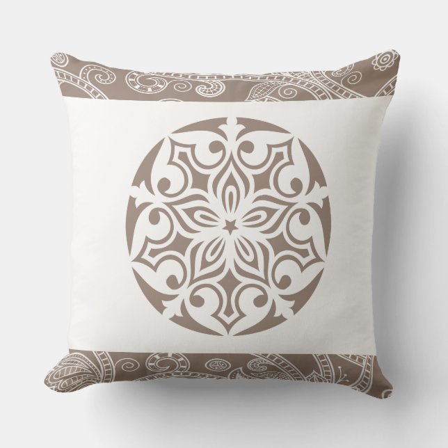 Tan TRIBAL CERCLE Oreiller à lancer rétro (Recto)