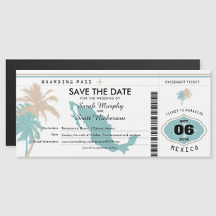 Tan turquoise Enregistrer la date Carte d'embarque