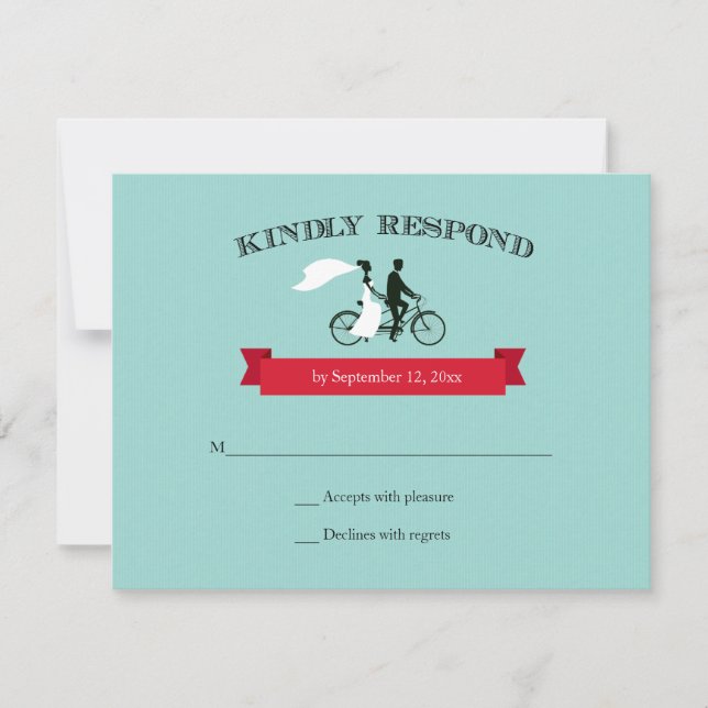 Tandem Bicycle Aqua Wedding RSVP (Devant)