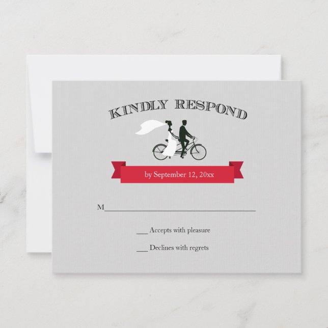 Tandem Bicycle Grey Wedding RSVP (Devant)