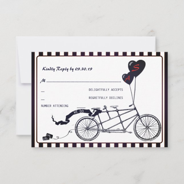 Tandem Bicycle Romantique Mariage Décontracté RSVP (Devant)