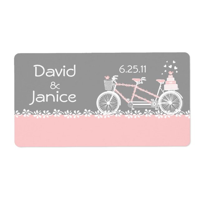 Tandem Mariage de vélo Nom Étiquette de balise (Devant)