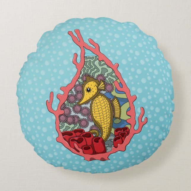 Tanga l'Hippocampe Coussin Rond (Devant)