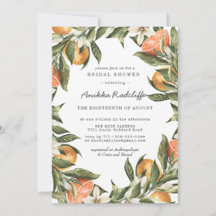 Tangerine Citrus verdure Nuptiale Douche Invitatio