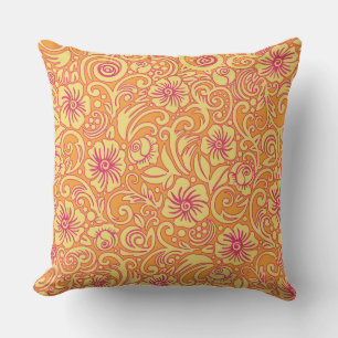 Tangerine Floral Dream Motif Coussin