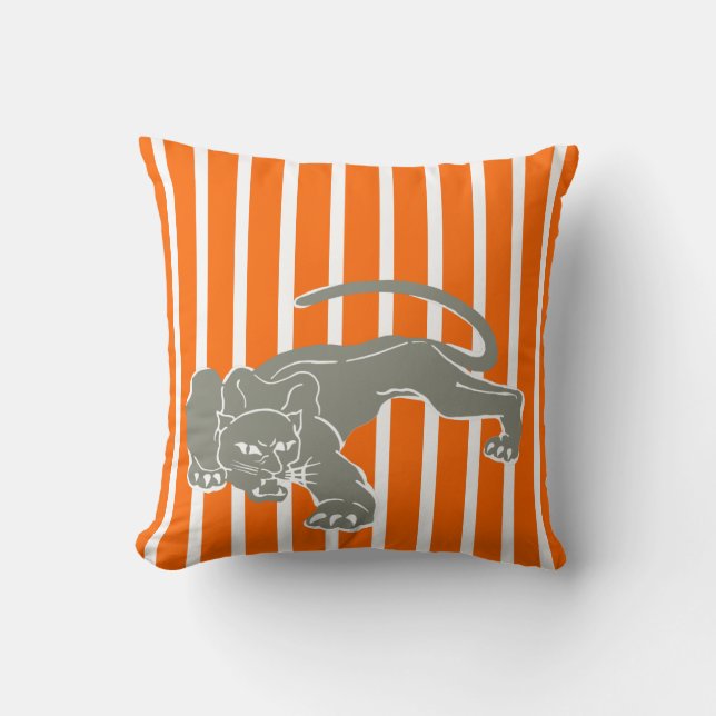 Tangerine Safari Coussin à bande avec Leopard (Recto)