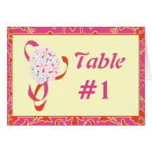 Tangerine Tango, Pink, Damask Table Card