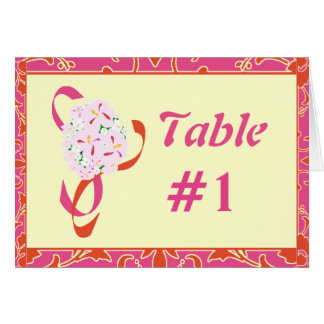Tangerine Tango, Pink, Damask Table Card