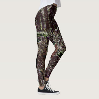 Tangled Branches Abstract 101 Green Leggings