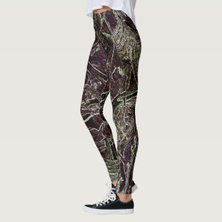 Tangled Branches Abstract 101 Green Leggings