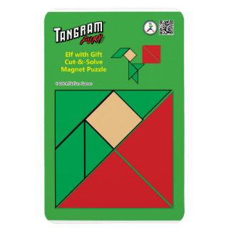 Tangram Christmas Elf Magnet - Elfe avec présent