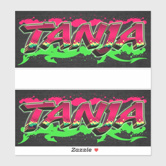 Tanja Prénom Nom Graffiti Autocollants (Feuille)