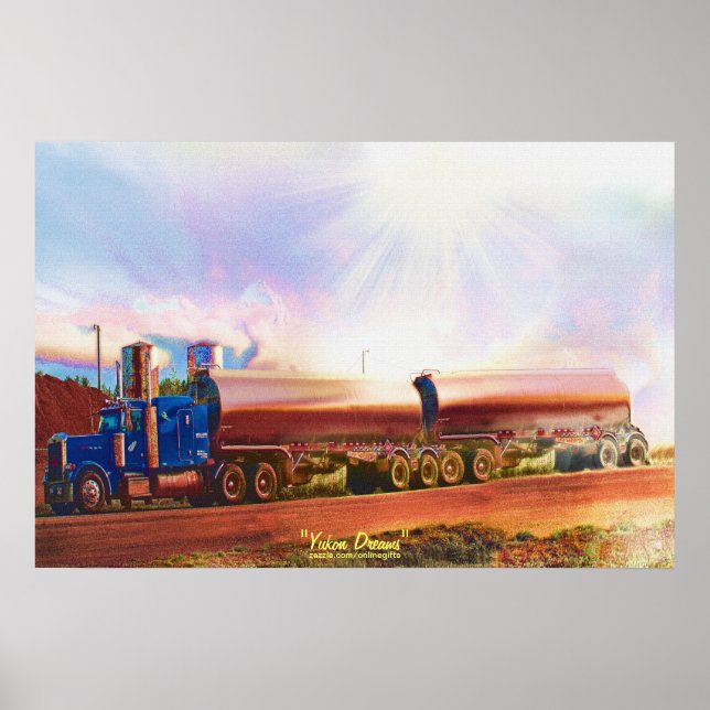 Tanker Truck Highway Driving Transport Art Poster (Devant)