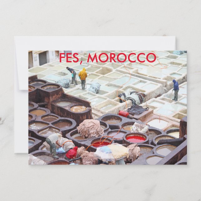Tanneries de Fès, carte du Maroc (Devant)