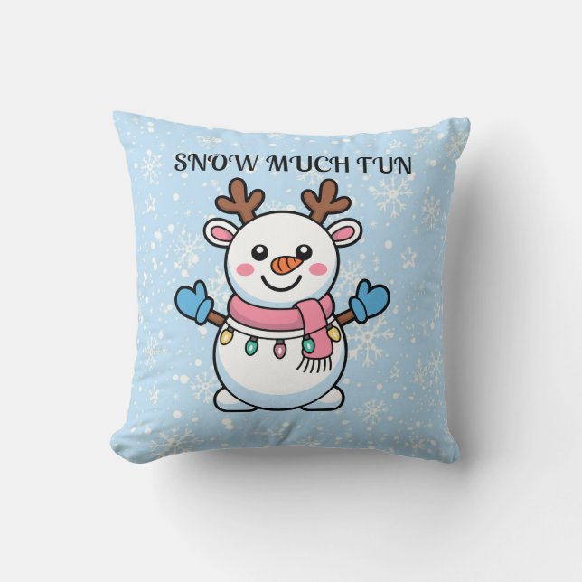Tant de plaisir neigeux | Coussin mignon d'hiver (Recto)