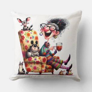 Tante Fantaisiste Coussin Coloré Drôle Art Animaux
