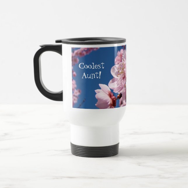 Tante la plus cool ! Mugs de voyage Fleurs roses (Gauche)