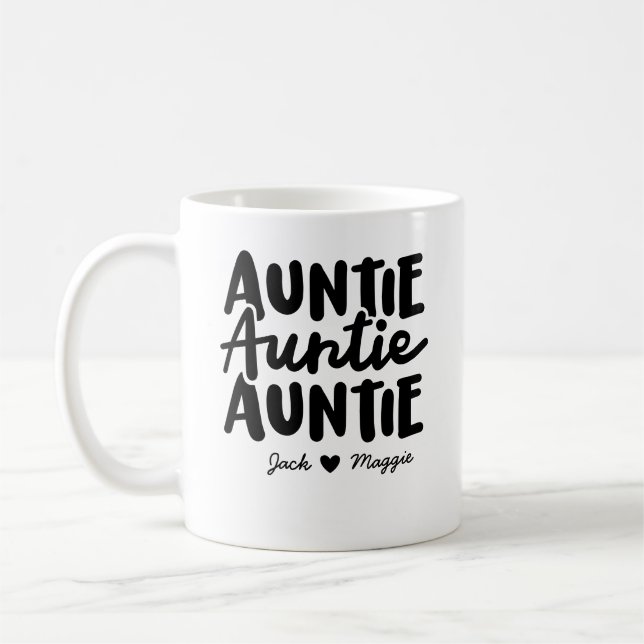 "Tante" Mug avec jusqu'à 2 noms d'enfants (Gauche)