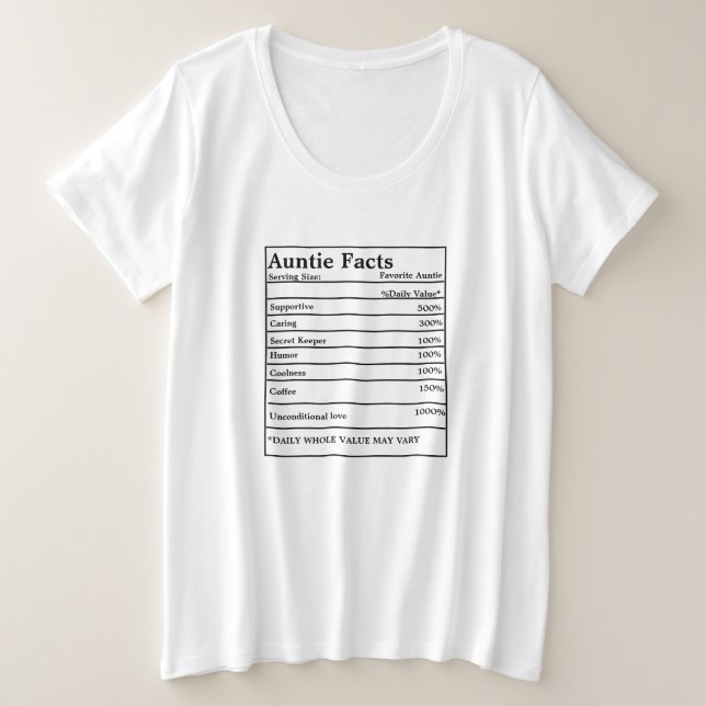 Tante ou oncle Nutritional Facts (Design devant)