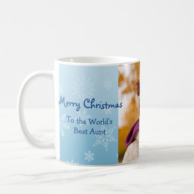 Tante Photo Mug de Joyeux Noël de flocons de neige (Gauche)