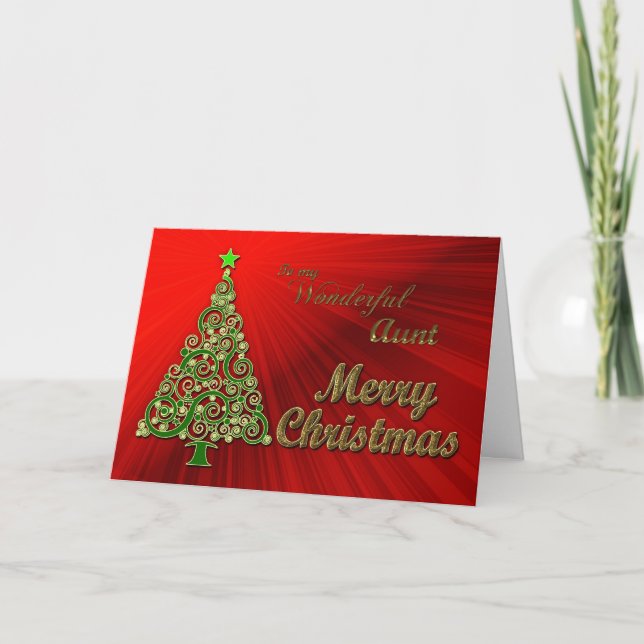 Tante, un or et carte de Noël rouge d'effet (Devant)