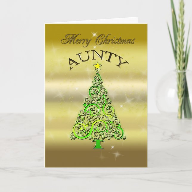 Tante, une carte de Noël à effet or (Devant)