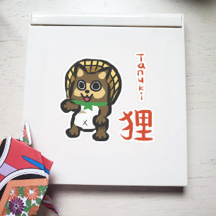 Tanuki avec Sticker Kanji