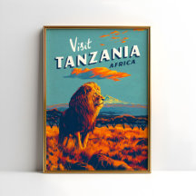 Tanzanie Afrique Vintage voyage Imprimer Poster Li