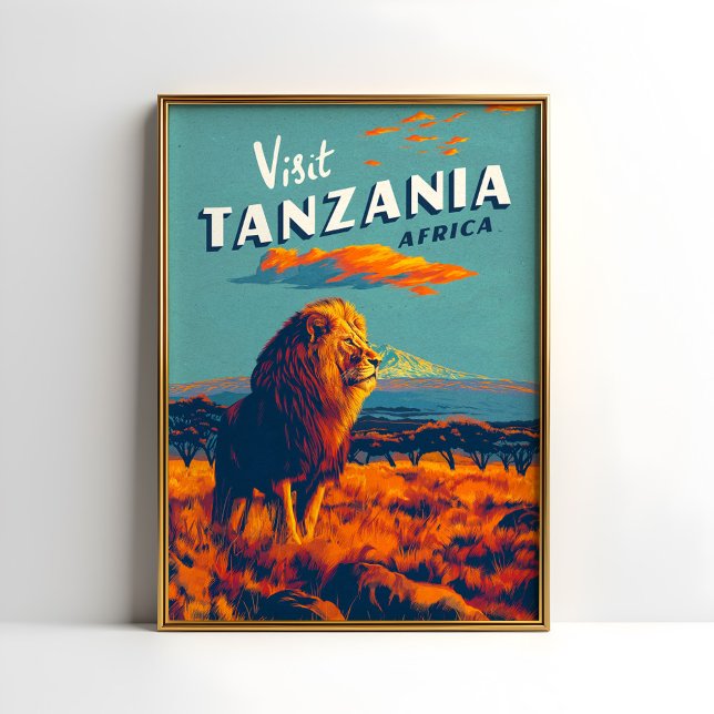 Tanzanie Afrique Vintage voyage Imprimer Poster Li (Créateur téléchargé)