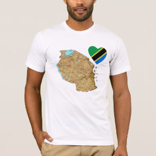 Tanzanie - Coeur du drapeau et T-shirt