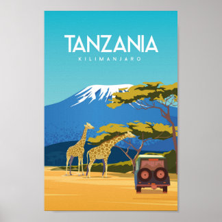 Tanzanie safari poster voyage Afrique