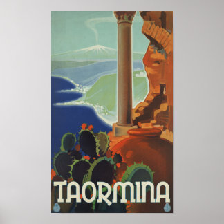 Taormina Sicile Italie VintageTravel Poster