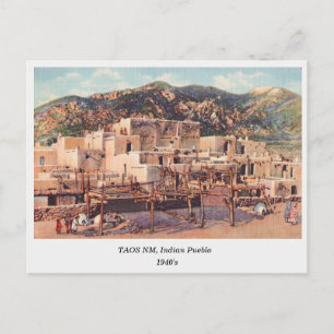 Taos NM, Pueblo, carte postale des années 1940