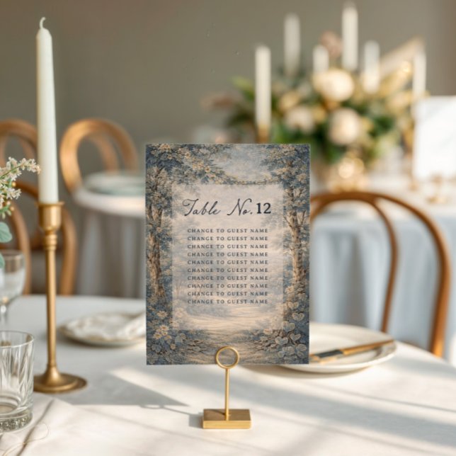 Tapestry Blue Toile wedding table seating chart (Créateur téléchargé)