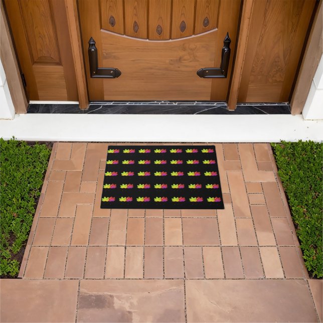 Tapis à thème feuille sur arrière - plan noir (De plein air)